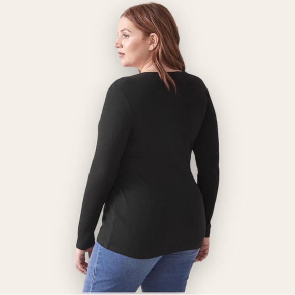 ADDITION ELLE - Tie-Front, D-Ring Ribbed Black Top - Picture 9 of 12